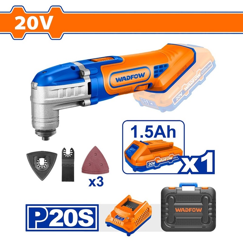 Wadfow WMUP5021/WMUP5020 P20S/20V Lithium-Ion Cordless Oscillating Multi-Tool w/ 6-Speed Adjustment