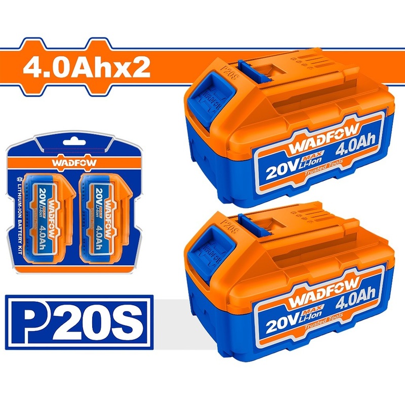 Wadfow WOS240685 2PCS/SET P20s/20v Lithium-Ion Battery Pack For Cordless Power Tool 4.0Ah