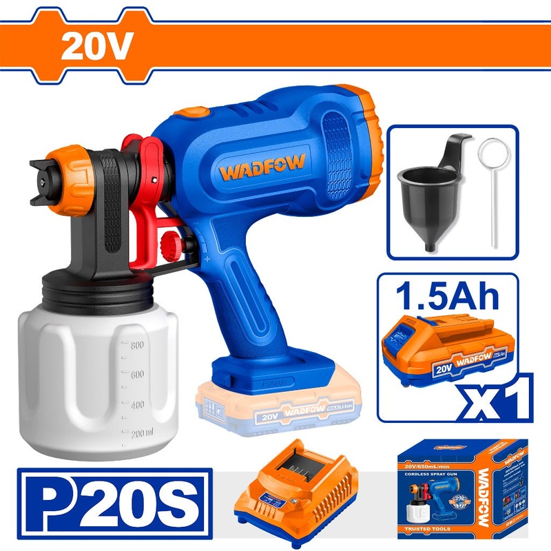 Wadfow WSU30662 P20S/20V Lithium-Ion Cordless Spray Paint Gun