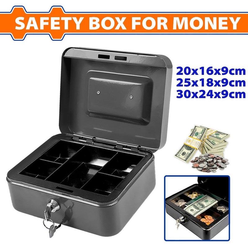 Wadfow 0.7L | 1.4L | 2.9L | 4.1L | 6.5L Volume Capacity Metal Safety Box For Money with 2pcs Keys