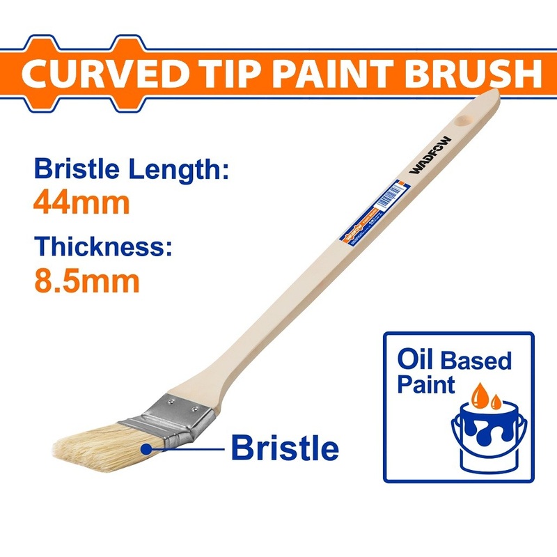 Wadfow 1.5in(38mm)|2in(50mm)|2.5in(63mm) Curved tip Paint Brush For Oil-Based With Wooden Handle