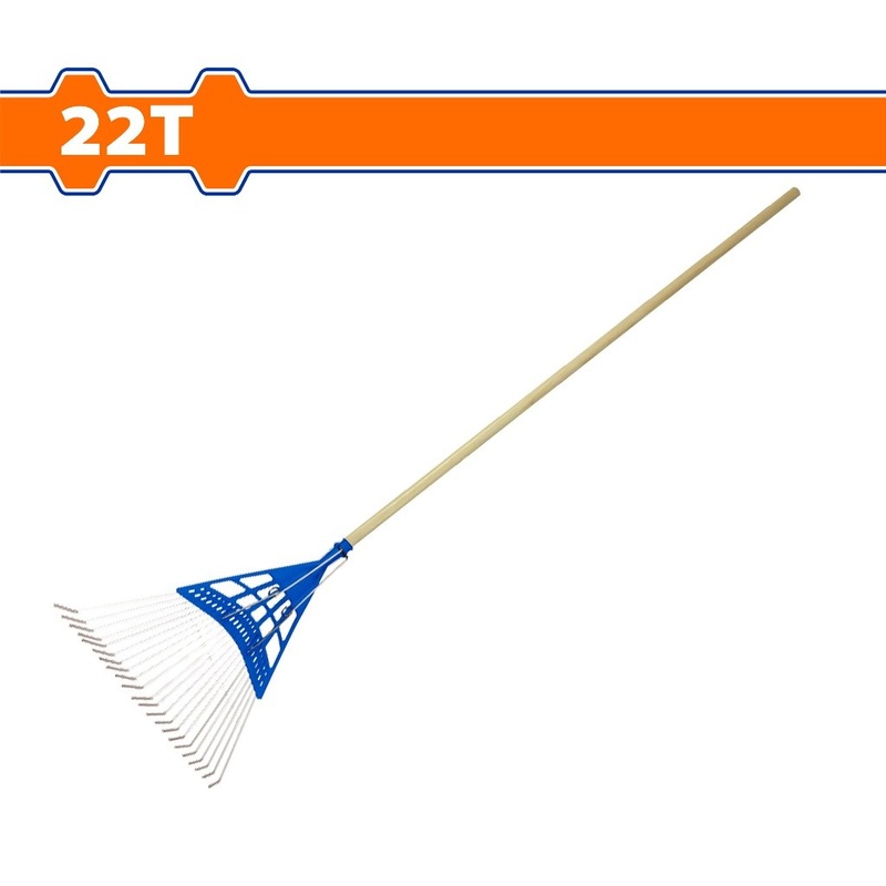 Wadfow 1200mm (22Teeth) Wooden Handle Poly Steel Leaf Rake | Raking Leaves Grass Clipping