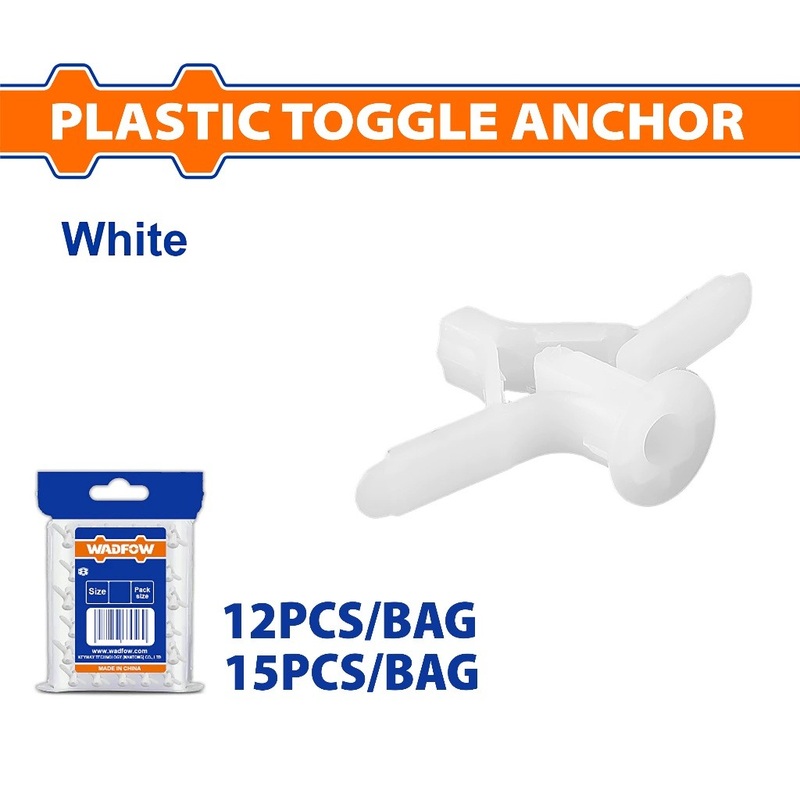 Wadfow 12pcs/15pcs/set Plastic Toggle Anchor 10-32mm/10-40mm Butterfly Anchor SOLD PER PACK