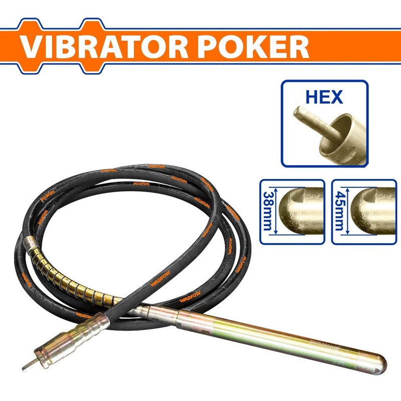 Wadfow 38mm-45mm Heavy Duty HEX Type Coupling Concrete Vibrator Poker Hose Hand Tools