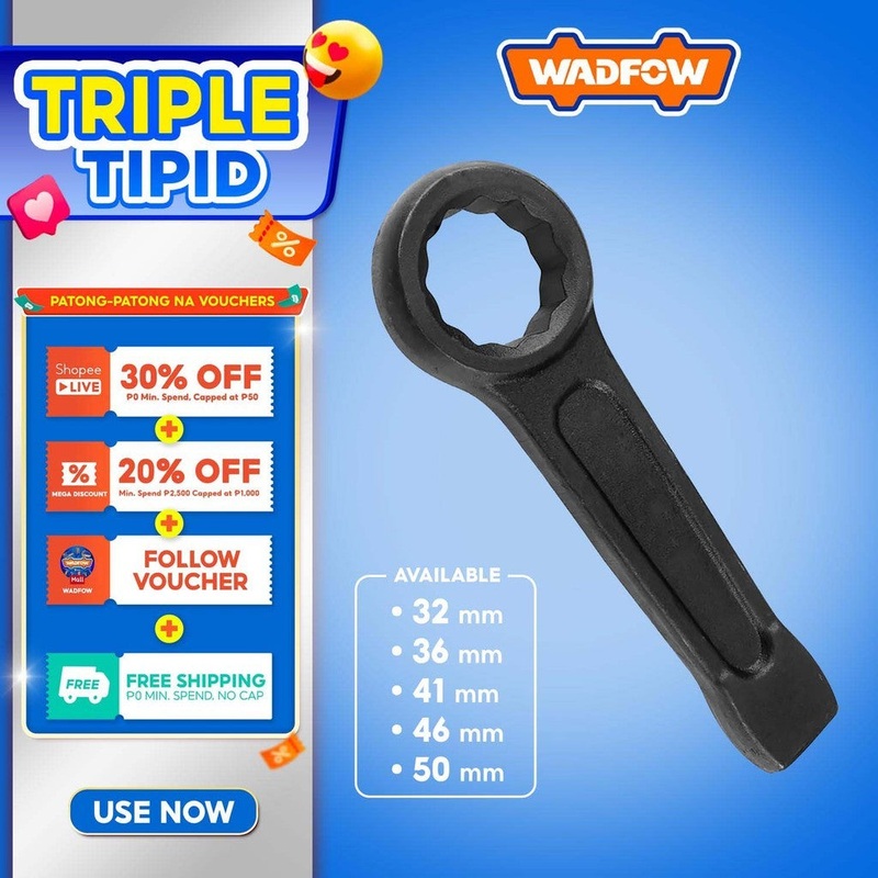 Wadfow Ring Slogging Wrench 30mm-60mm Cr-V Heavy Duty Spanner Wrench SOLD PER PIECE