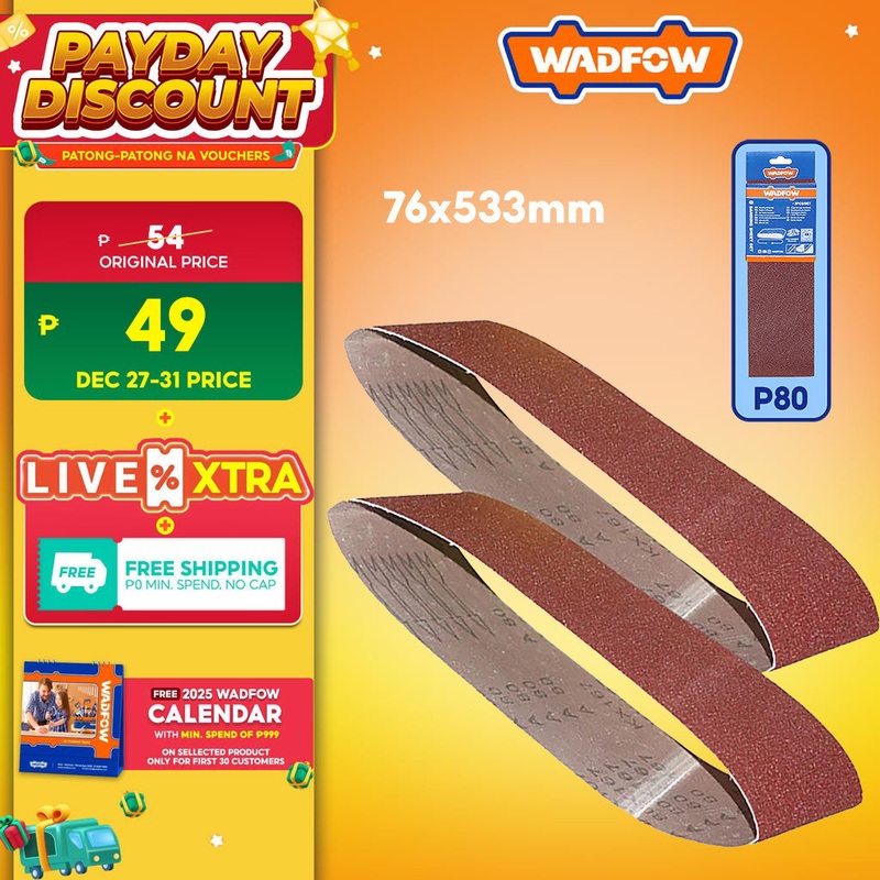 Wadfow Set of 2PCS Sanding Sheet 76x533mm Grit P40 | P60 | P80, For Polishing Wood