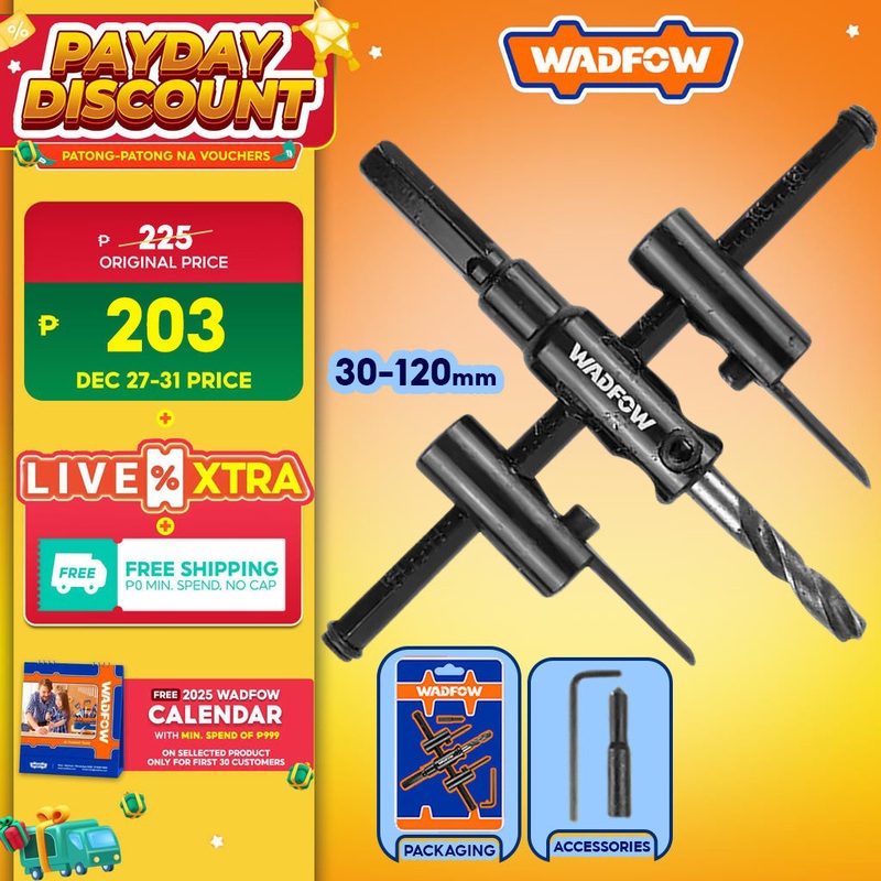 Wadfow WKJ9K01 | WKJ9K02 30-120mm/200mm to 3-50mm Adjustable Circle Cutter