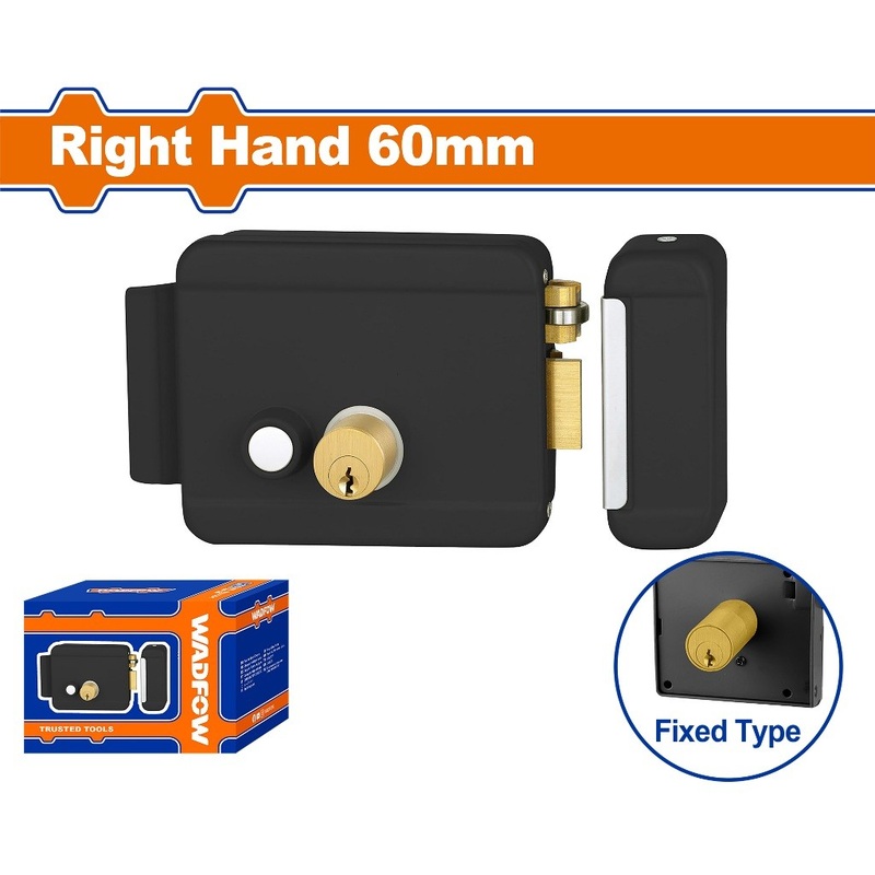 Wadfow WKLZ521 Electric Rim Lock Right Hand 60mm (DC12V10%/1.5~3A) with 3-Brass Key
