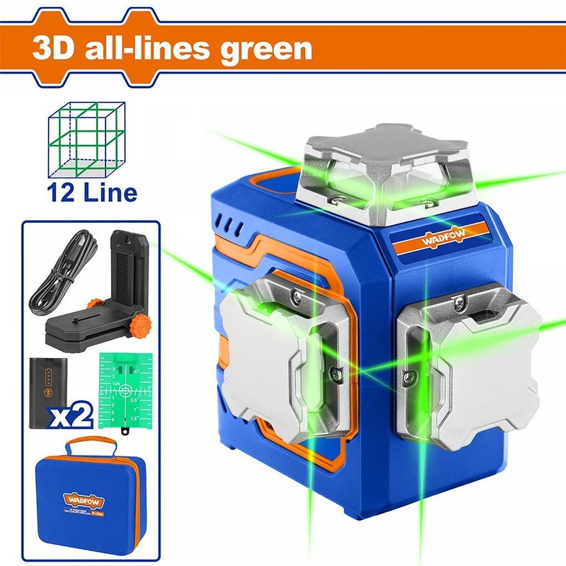 Wadfow WLE2M12 360 3D All-Lines Green Beam Self- Leveling Laser Level