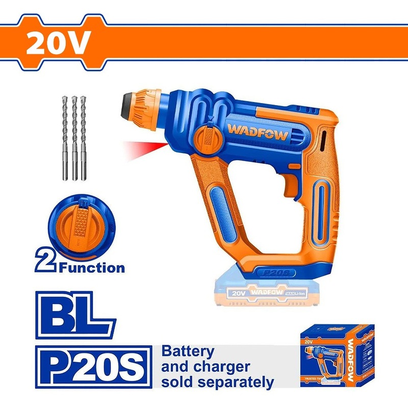 Wadfow WLM1516/WLM1B161 P20S 20V Lithium-Ion Cordless Rotary Hammer with & without Battery-Charger