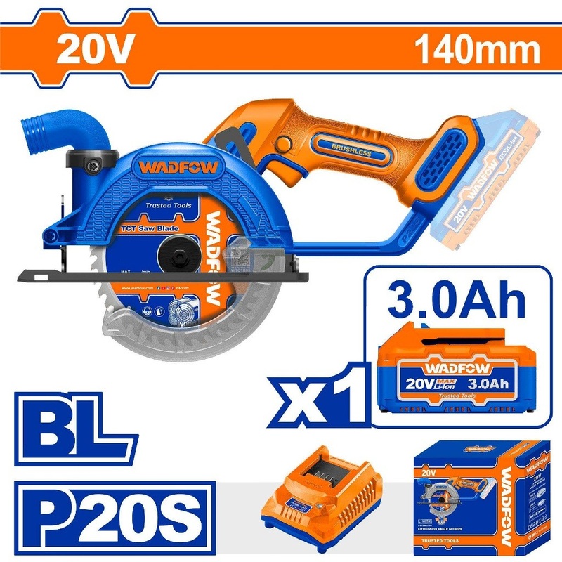 Wadfow WLWP5631/ WLWP5630 20V Lithium-Ion Cordless Circular Saw with & without Battery and Charger