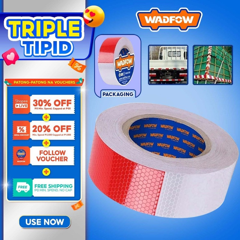Wadfow WPN5H50 25m x 50mm Pet Reflective Tape High Weather Resistance