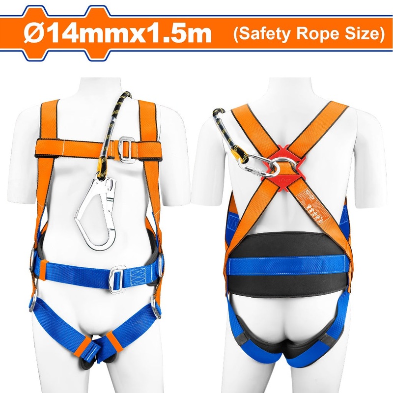 Wadfow WSQ1515 High Strength Safety Harness with Polyester Rope Material 14x1.5mm