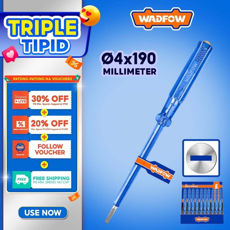 Wadfow WTP1903 Test Pencil Ac Voltage Tester Light 4 x 190mm(AC 100-500V)