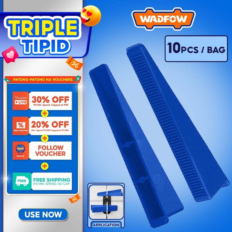 Wadfow WXZ4001 100pcs Floor Tile Levelers Tile Spacers Anchor SOLD PER PACK (Blue)