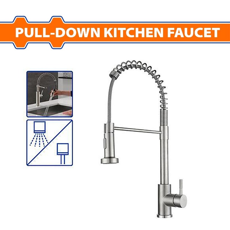 Wadfow WZD4504 Hot/Cold 360 Rotating Adjustment Pull-Down Kitchen Faucet with Brushed Nickel Finish