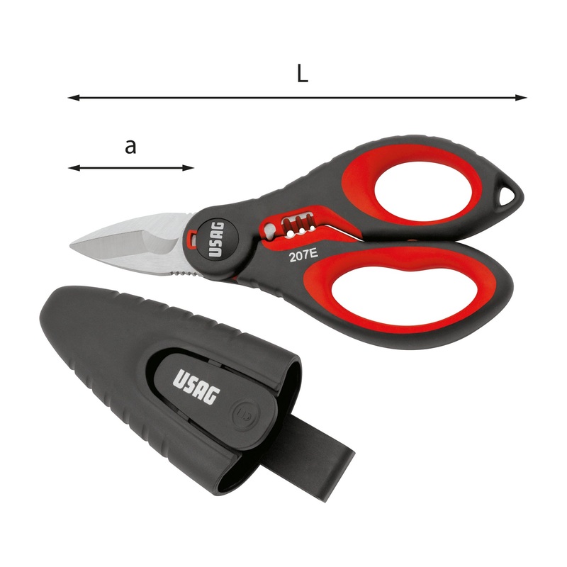 207 E - Professional scissors for electricians - integral stainless steel structure - Usag - U02070006