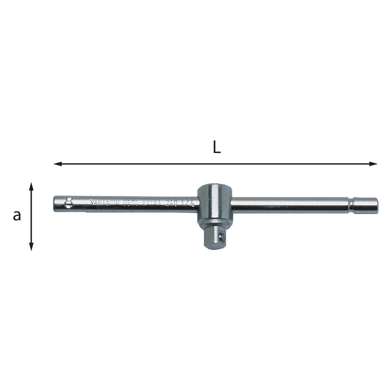 240 1/2 N - T-handle with sliding square attachment - Usag - U02400004