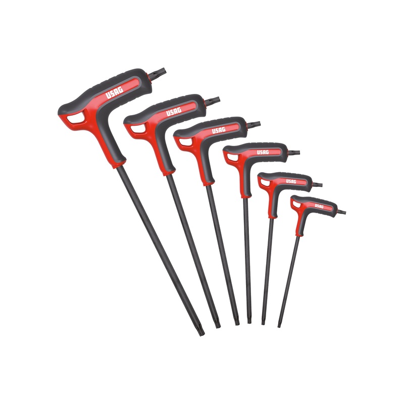 280 HATX/SE6 - Set of 6 bent male keys with handle for torx screws - Usag - U02800464