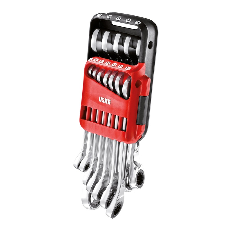 285 KA/DS12 - Set of 12 ratchet combination wrenches with sealing ring - Usag - U02856062