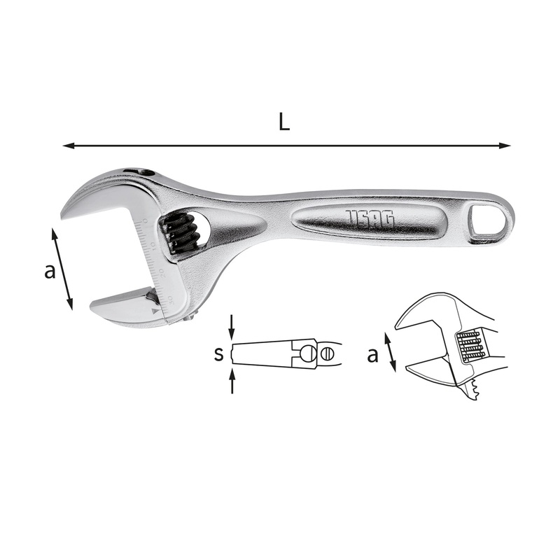294 AC - Adjustable roller wrench short - Usag - U02940010