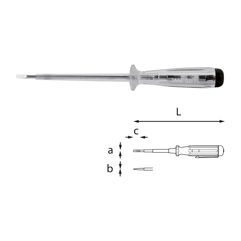 321 FL - Long phase tester screwdriver 90480 v - Usag - U03210006