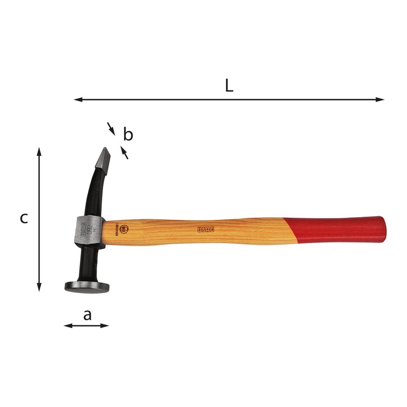 392 - Hammer with flat round head and curved peen - Usag - U03920001