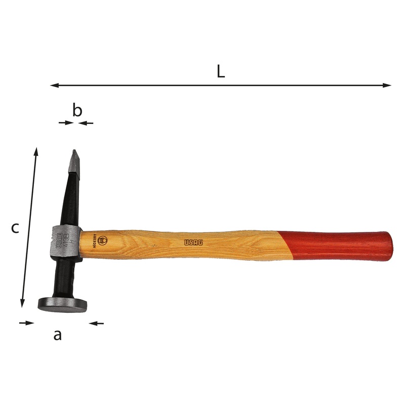 413 B - Hammer with flat round head and straight horizontal peen - Usag - U04130101