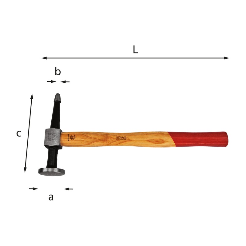 415 A - Hammer with flat round head and straight pointed peen - Usag - U04150001