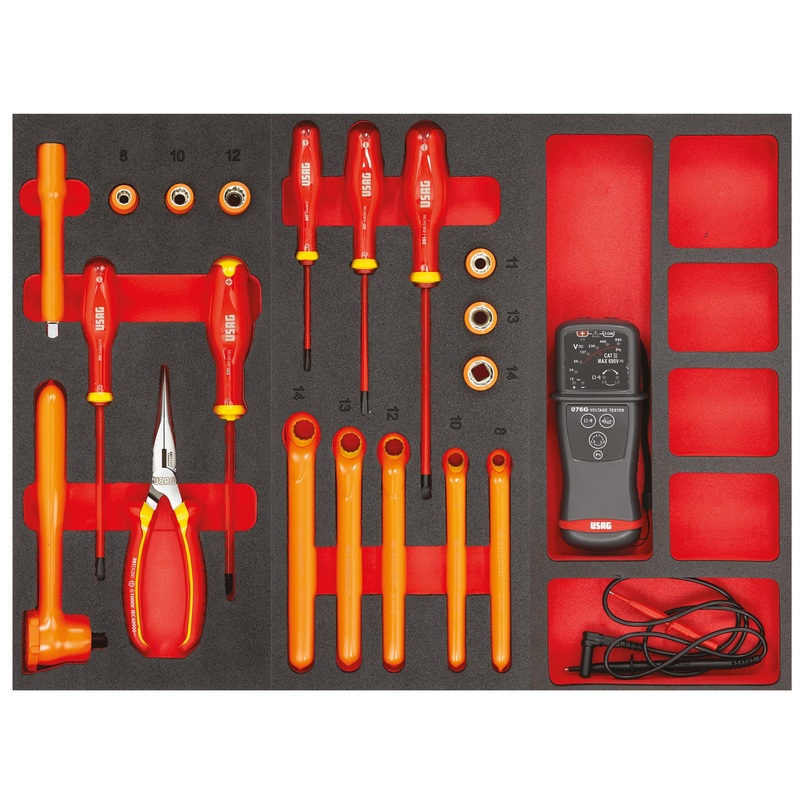 495 098HYB - Assortment for securing and maintaining battery cells (20 pcs) - 1 drawer - Usag - U04958010