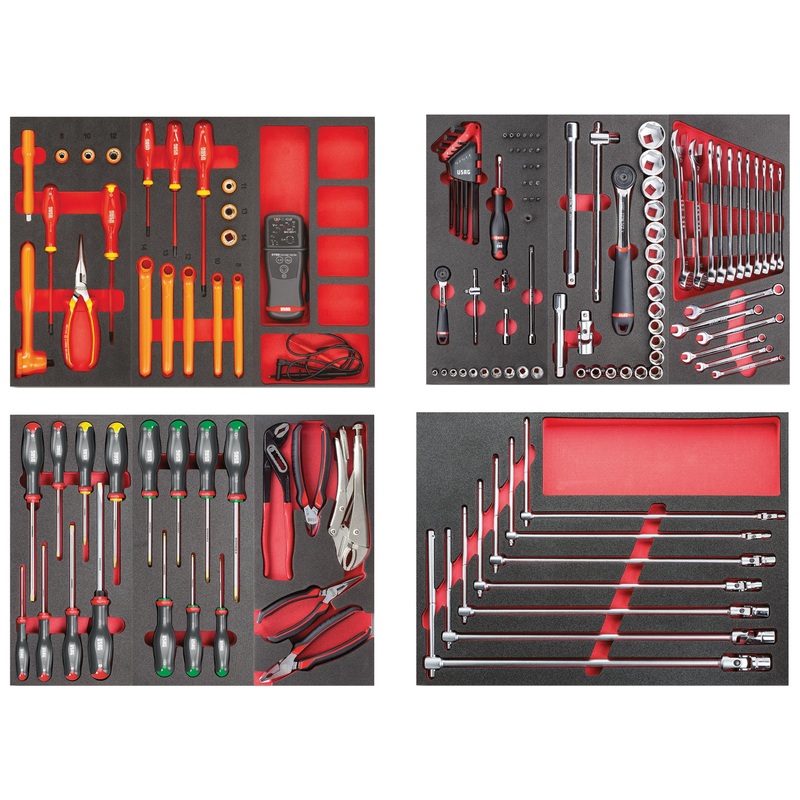 495 HYB133 - Assortment for hybrid and electric cars and ordinary maintenance (133 pcs) - 4 drawers - Usag - U04958009