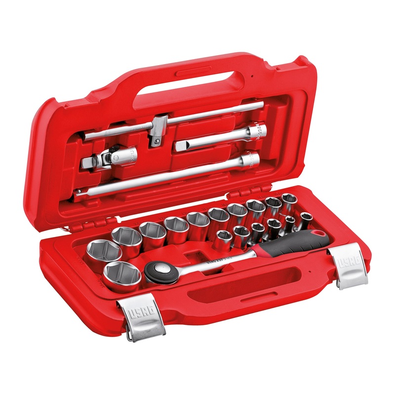 601 1/2 J22 - Modular box assortment with hexagonal sockets (22 pcs) - Usag - U06010003