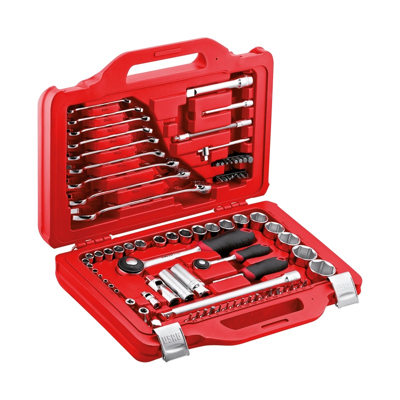 601 1/4-1/2 J82 - Modular case assortment with hexagonal sockets and combination wrenches (82 pcs) - Usag - U06010010