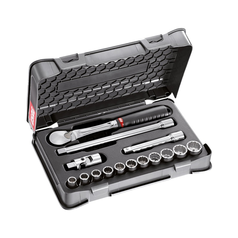 606 1/2 BPOL - Assortment in ABS case with inch polygonal sockets (15 pcs) - Usag - U06060307