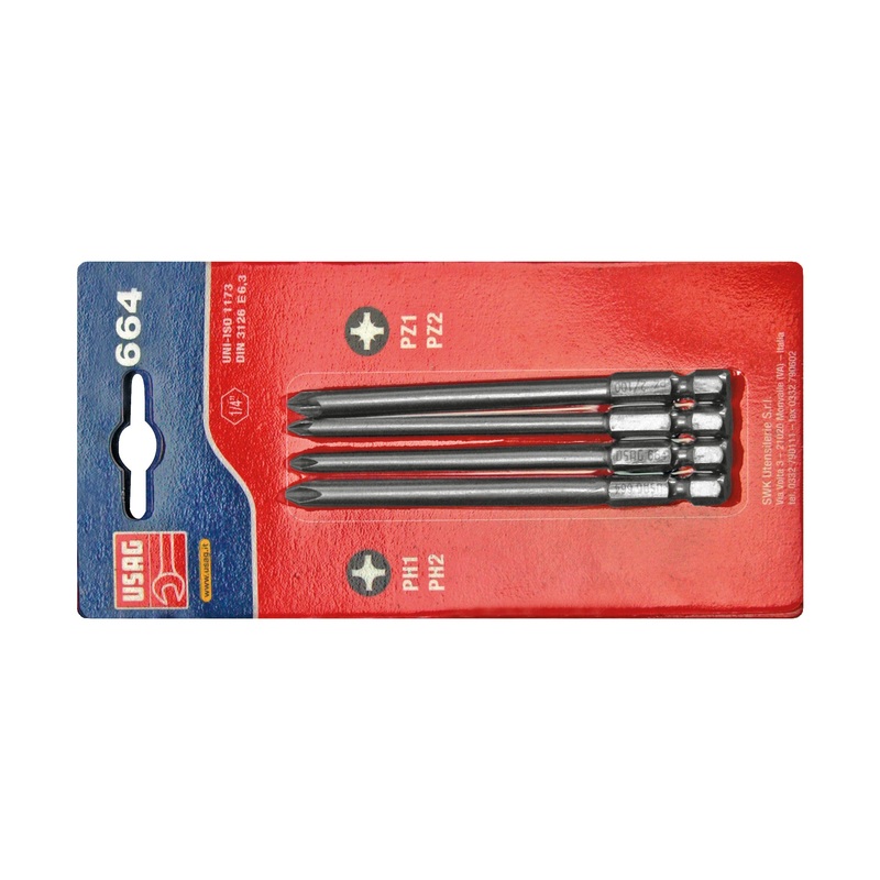 664 S4/100 - Assortment in blister (4 pcs) - 1/4" attachment - Usag - U06640210