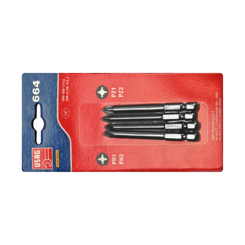 664 S4/75 - Assortment in blister (4 pcs) - 1/4" attachment - Usag - U06640110