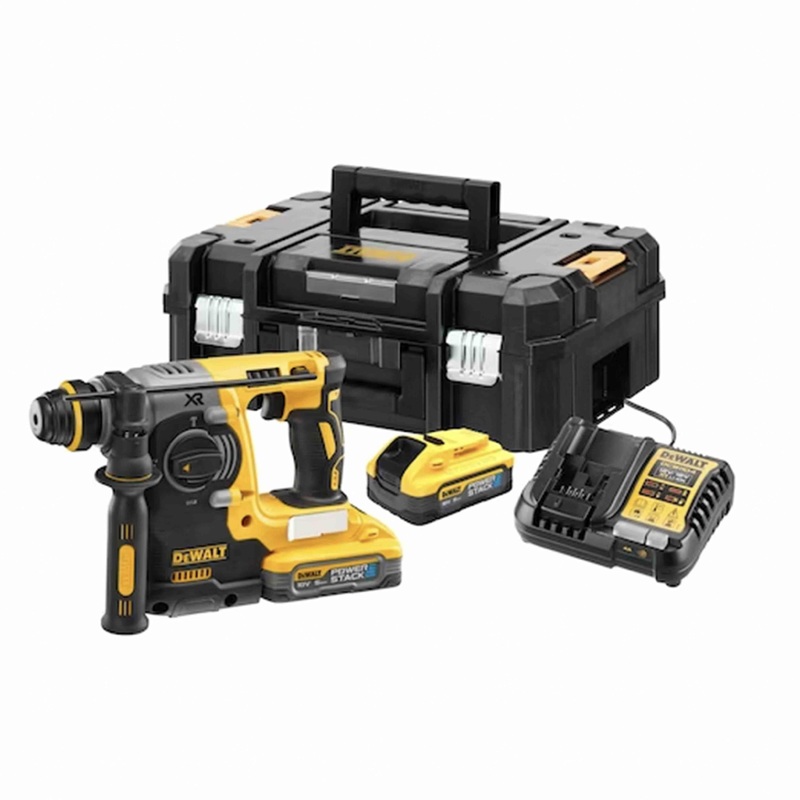 SDS-Plus Hammer Drill 18V BRUSHLESS Motor 2 POWERSTACK Batteries - 24mm in TSTACK CASE and ACCESSORIES - DeWALT - DCH273H2T-QW