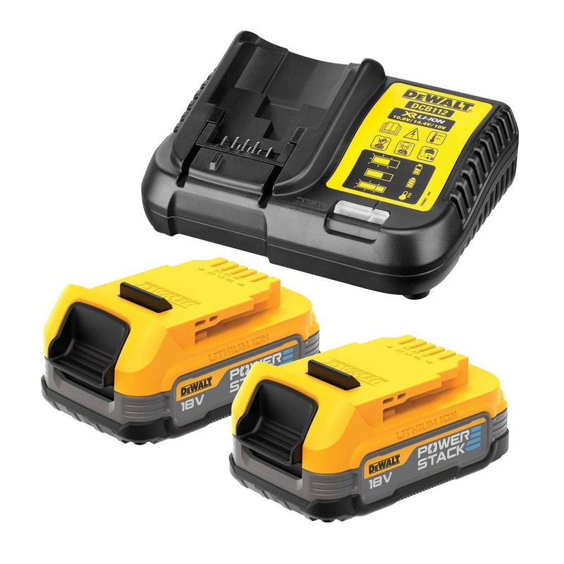 KIT of 2 XR 18V POWERSTACK COMPACT 2Ah batteries + battery charger - DeWALT - DCB1102E2-QW