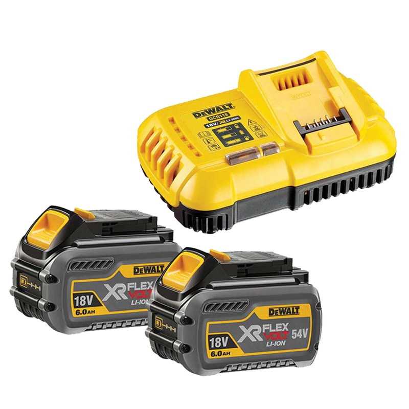 KIT of 2 XR 54V/18V FLEXVOLT 6Ah high power batteries + charger - DeWALT - DCB118T2-QW