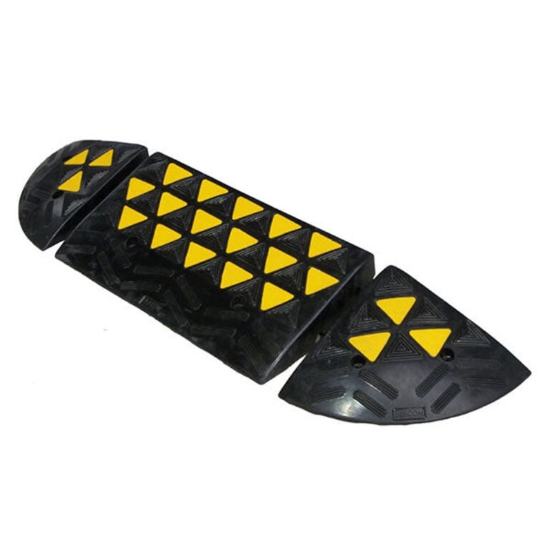 Rubber ramps and terminals for climbing and descending with reflectors DH-UP - Overcoming differences in level: sidewalks, raised areas, stairs, ditches for pedestrian traffic, bicycles, wheelchairs and vehicles