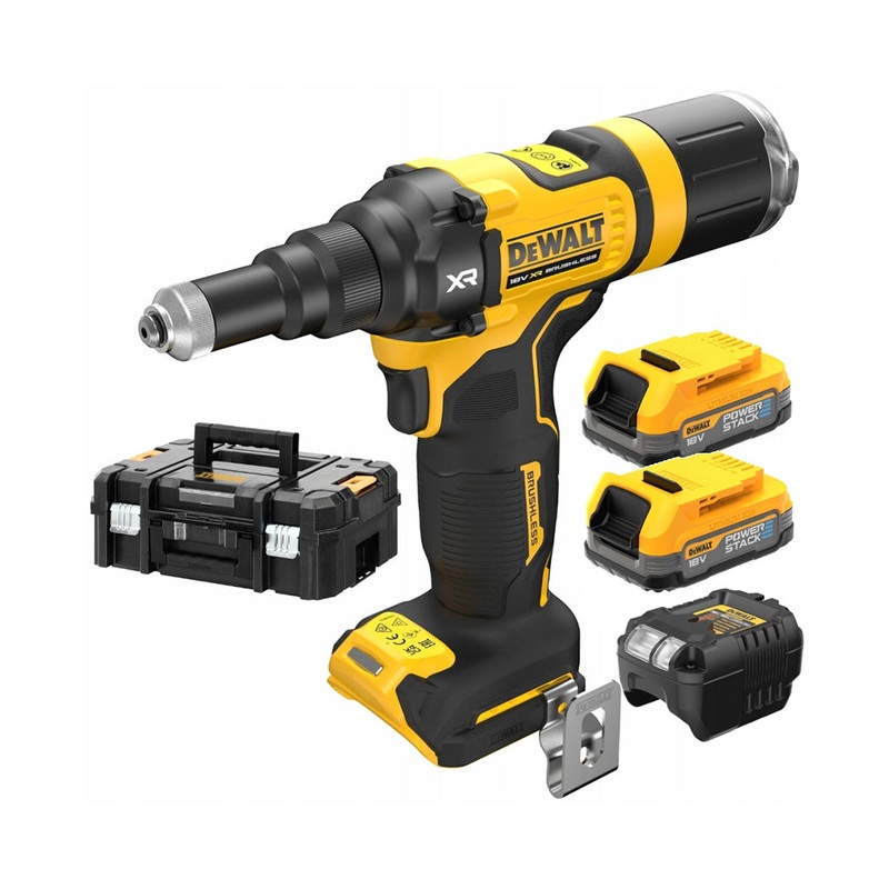 18V POWERSTACK brushless compact riveter (with 2 batteries, charger and case) - DCF414E2GT-QW - DeWALT