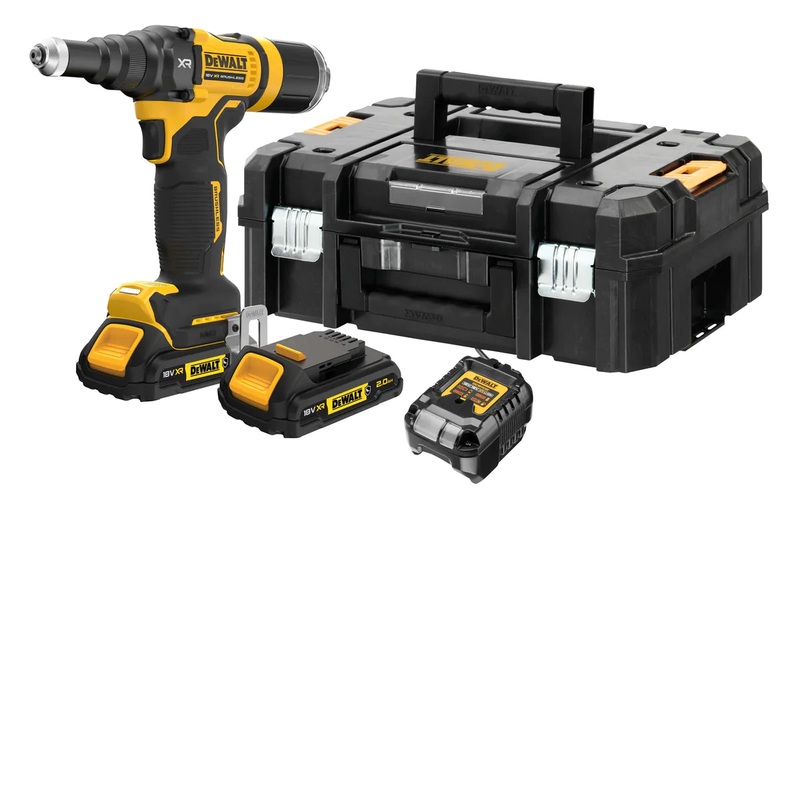 18V XR 2Ah brushless riveter (with 2 batteries, charger and case) - DCF403D2GT-QW - DeWALT