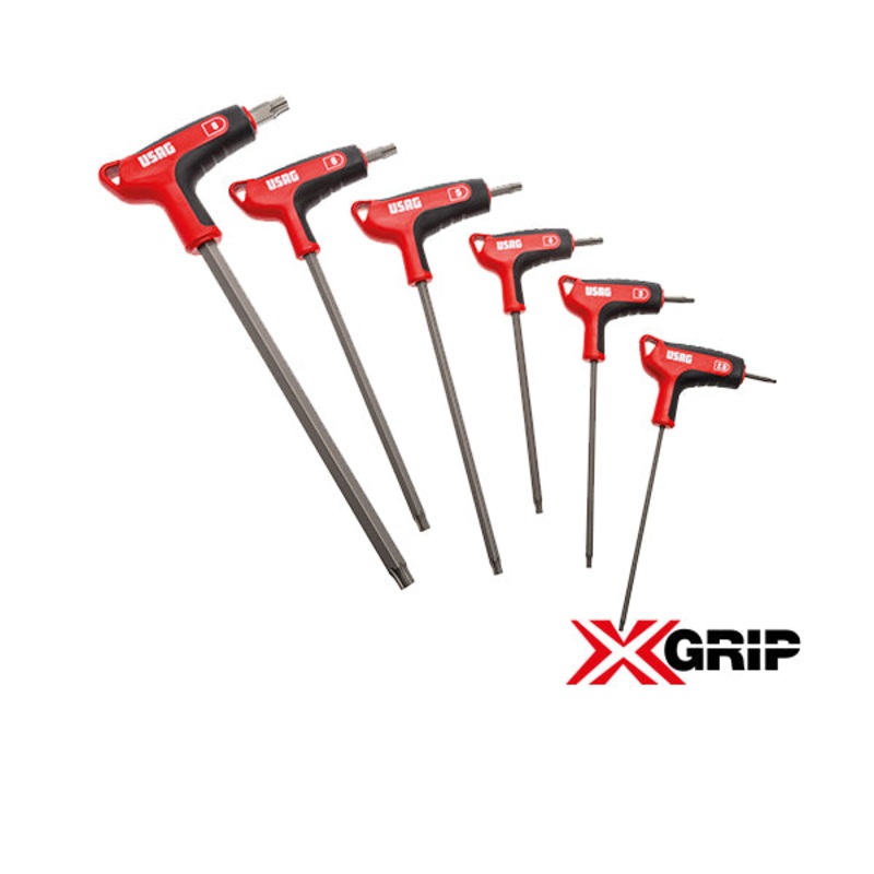 280 HATX/SE6 - Set of 6 male bent keys with handle for Torx screws - Usag