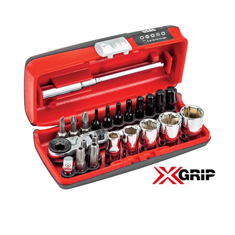 601 1/4 J34 - Assortment in modular case with hexagonal sockets and screwdriving inserts (34 pcs) - Usag
