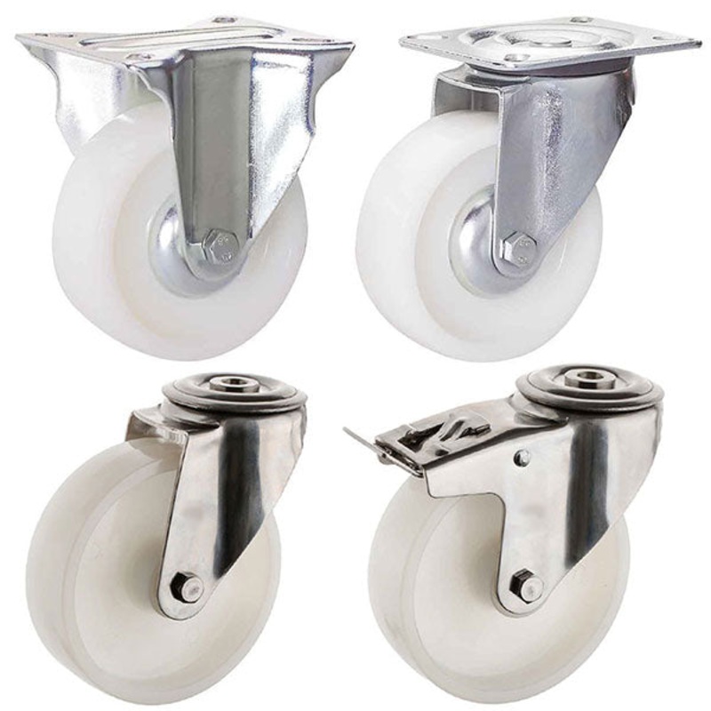 PPPS - WHEEL with monolithic structure in polypropylene and SUPPORT - WHEELS - MEDIUM LOADS - TROLLEYS