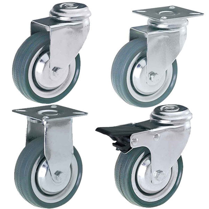 Replacement RGMFO casters - Gray rubber wheels with sheet metal center FOR FURNITURE (Pack of 2 pieces)