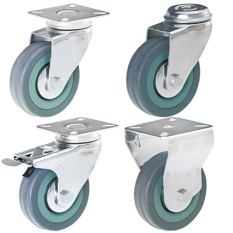 Replacement RGTFO casters - Gray rubber wheels with polypropylene center FOR FURNITURE (Pack of 2 pieces)