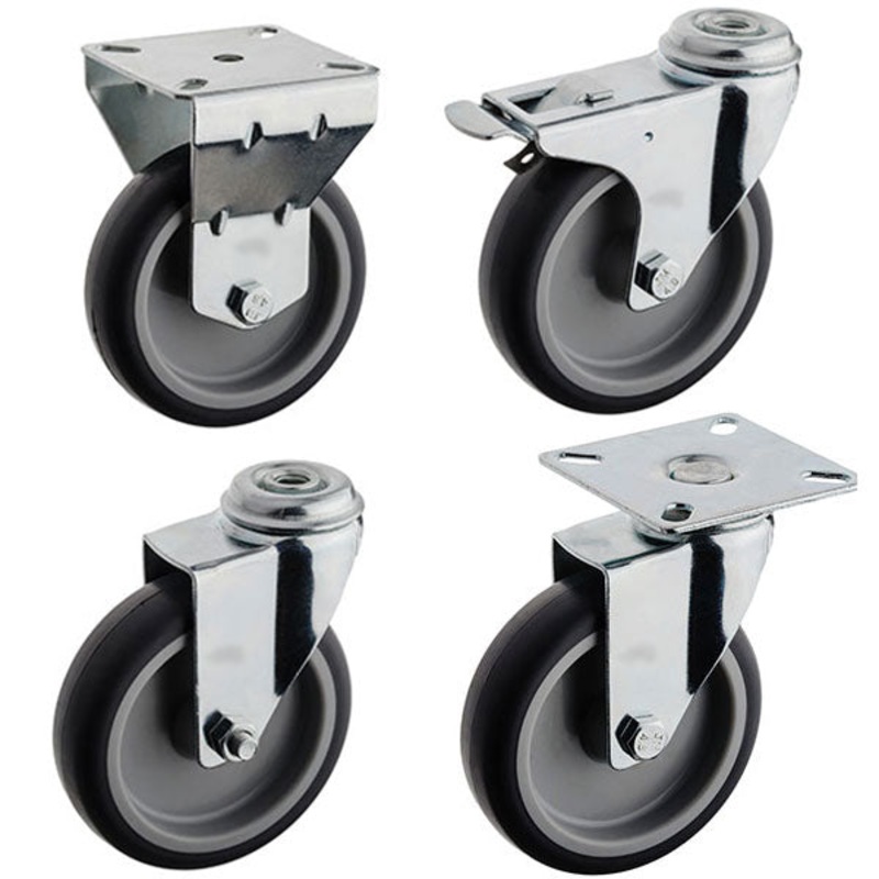 Replacement TPRP rollers - Gray thermoplastic rubber (TPR) wheels with polypropylene center - FURNITURE Wheels
