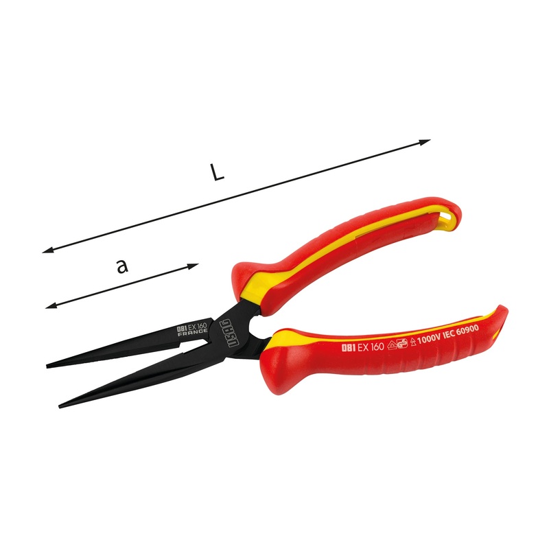 081 EX - Insulated straight needle nose pliers 1000 v - Usag