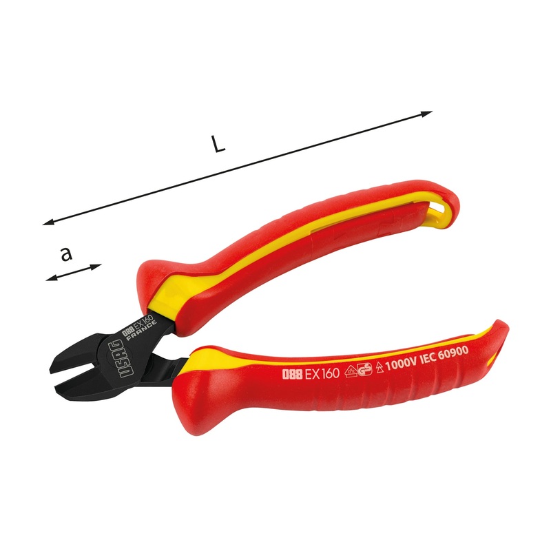088 EX - Large effect insulated nippers with diagonal cutting edge 1000 v - Usag